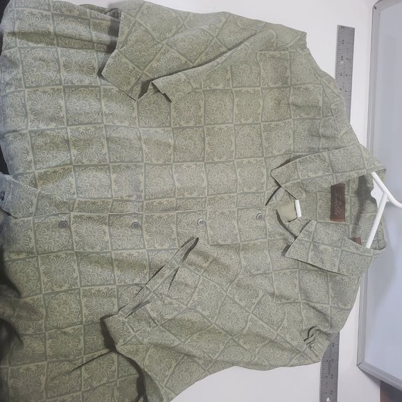 Tassa Elba Light Green Hawaiian Shirt Front Pocket - Picture 2 of 3